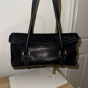 Ellen Tracey Pebbled Black Leather Shoulder Bag